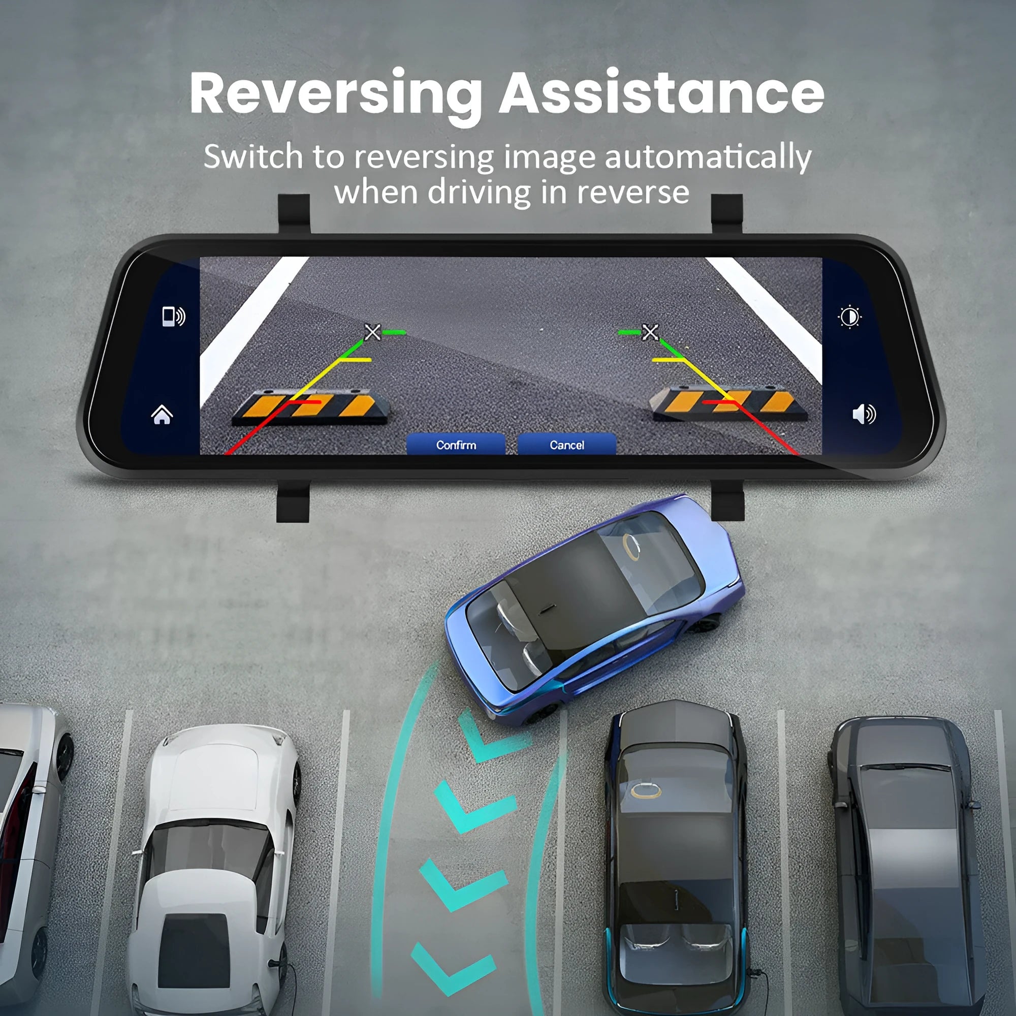 9.66-inch HD wired dashcam driving recorder with night vision, 160° wide angle, IP68 waterproof, and 64GB memory card