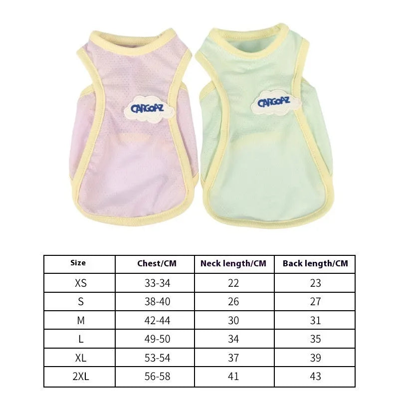 Grass green polyester cat vest summer pet clothing anti-lint design