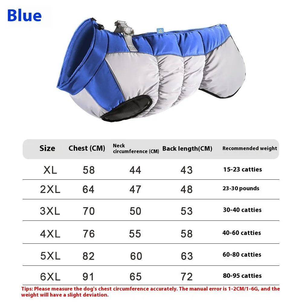 Reflective waterproof polar fleece pet winter coat for large dogs in black