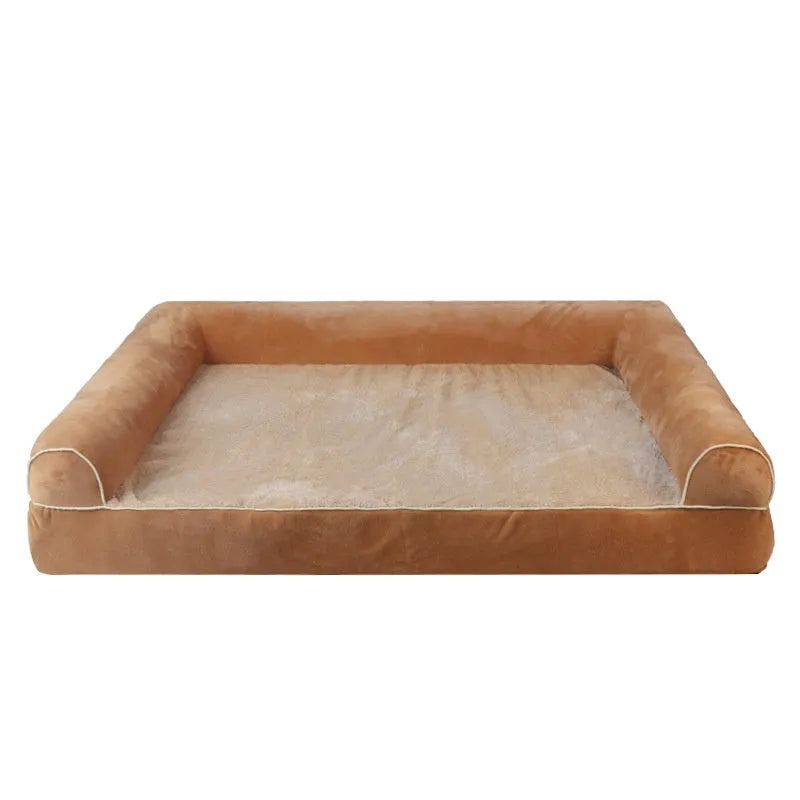 Square dog bed with sponge filling in blue colour showing breathable construction