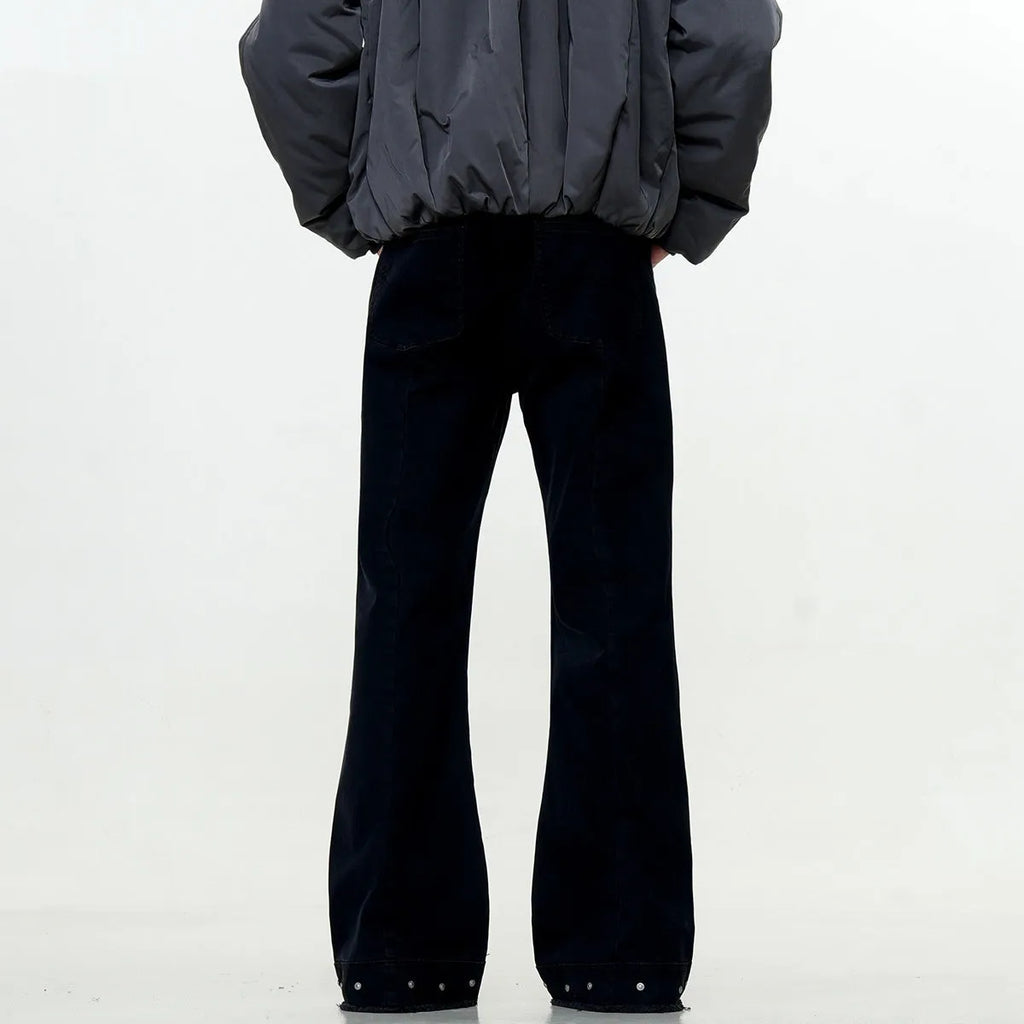 American retro skinny jeans for men and women in black cotton straight-leg trousers waist zipper fly