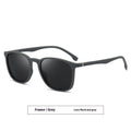 Men's polarized sunglasses with black frame and dark green lens, PC construction, UV400 protection