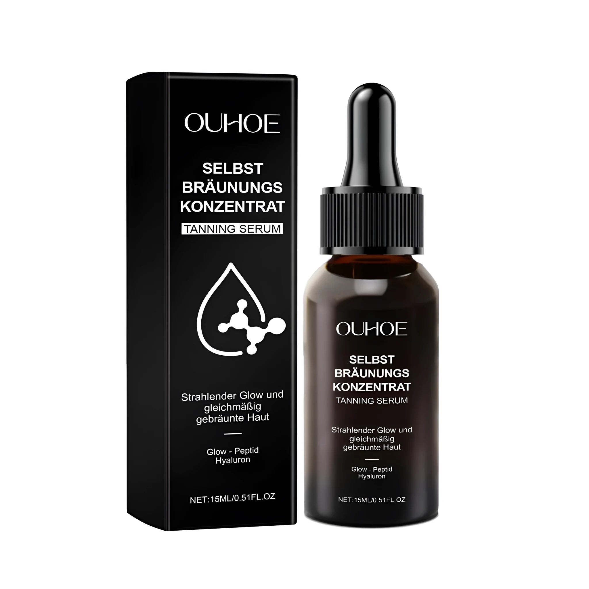 Meihei tanning liquid bottle with 15ml capacity for face and body application.
