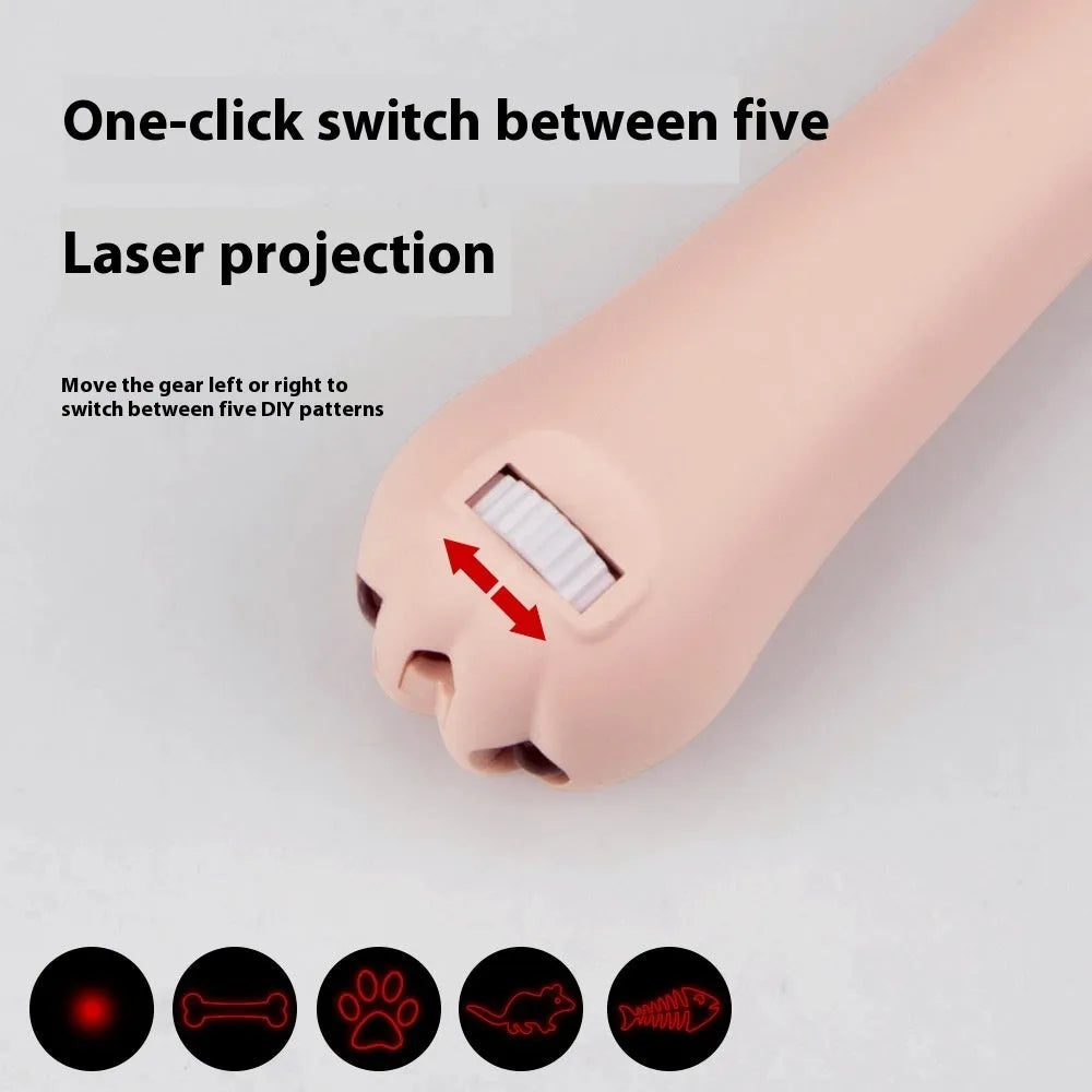Infrared cat teasing stick with multiple laser patterns and moon-light function in four colour options