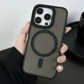 Large hole frosted magnetic phone case for iPhone in black with built-in magnetic backing