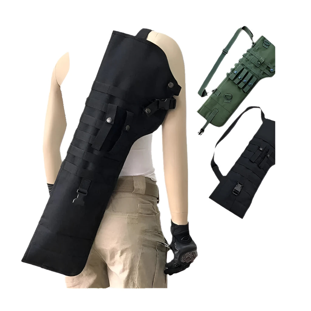 Tactical single shoulder hunting knife bag in Oxford cloth with shoulder strap, 72x25x3cm, green colour