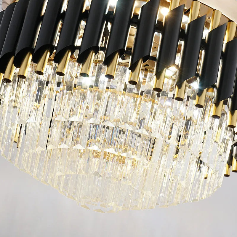 Crystal chandelier ceiling fan light with remote control in 42 or 48 inch sizes