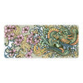 Non-slip cloth mouse pad with detailed dragon artwork, showing size and thickness options.