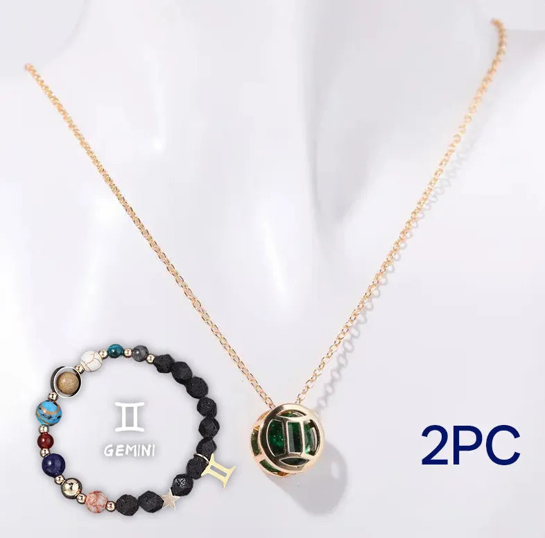 Natural stone beaded necklace and bracelet set with genuine stone beads in a matching style