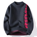 Men's loose fit knitted pullover with ribbed hemline in rabbit fur polyester blend