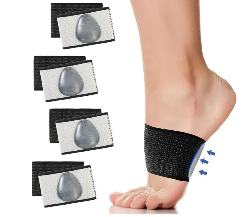 Elastic foot bandage with heart-shaped pad providing arch support for flat foot correction