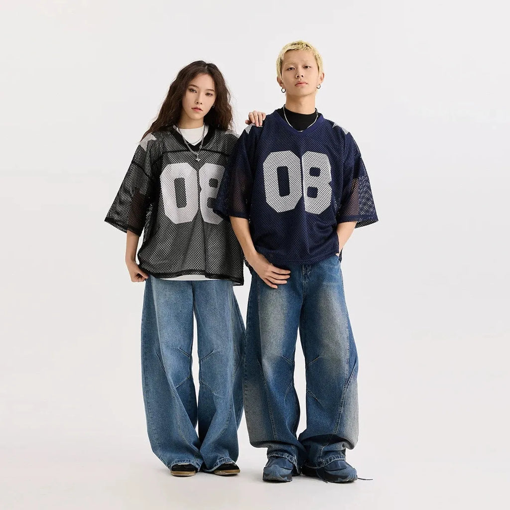 Half sleeve pullover shirt with letter pattern in black or navy blue