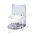 Grey adjustable height cat feeding bowl with anti-spill design and neck protection features