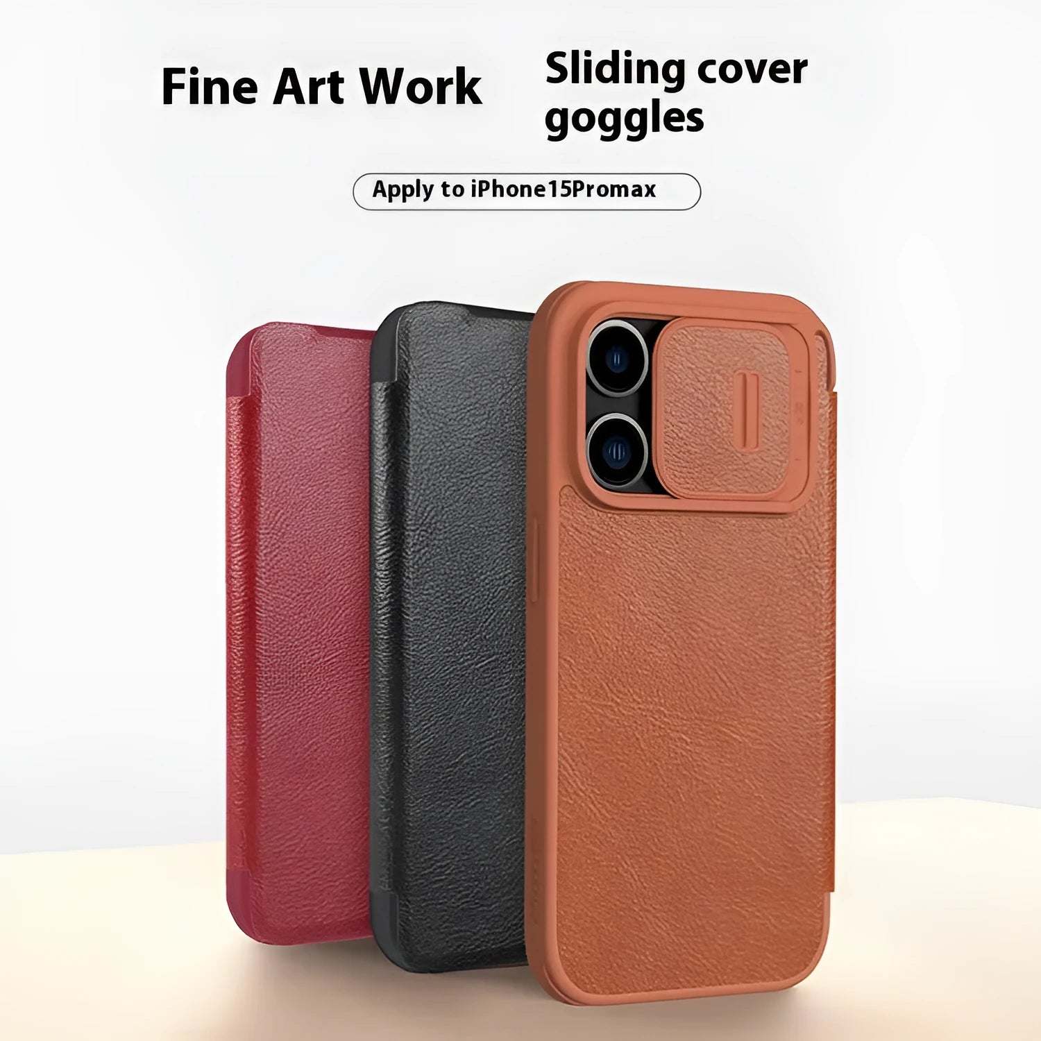 PRO Phone Case flip imitation leather for iPhone 15 Plus 15 Pro 15 Pro Max 14 Pro Max in Black, Brown, Red