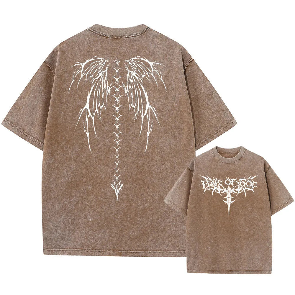 Oversized cotton T-shirt with drop-shoulder sleeves in loose fit casual style
