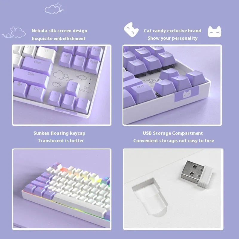 Wireless mechanical keyboard with metal casing and backlit keys in blue-white colour option