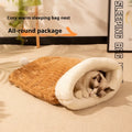 Flannel cat sleeping bag nest measuring 50x40cm in pink Trojan print design