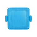 Red silicone baking tray set with matching anti-scald gloves in American-style design
