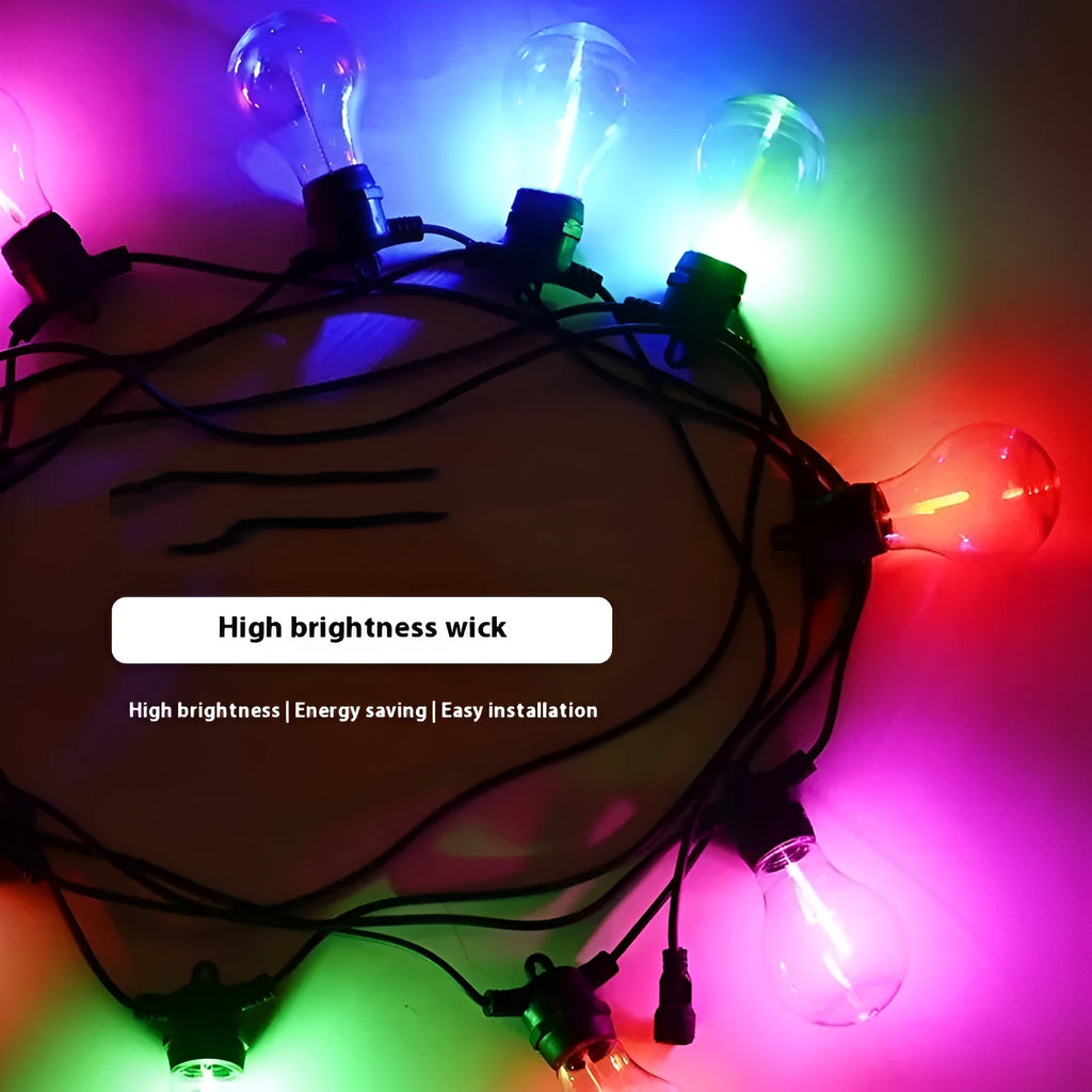 Outdoor waterproof decorative string lights with 5m 10 A60 transparent case meteor bulbs for wedding scene layout