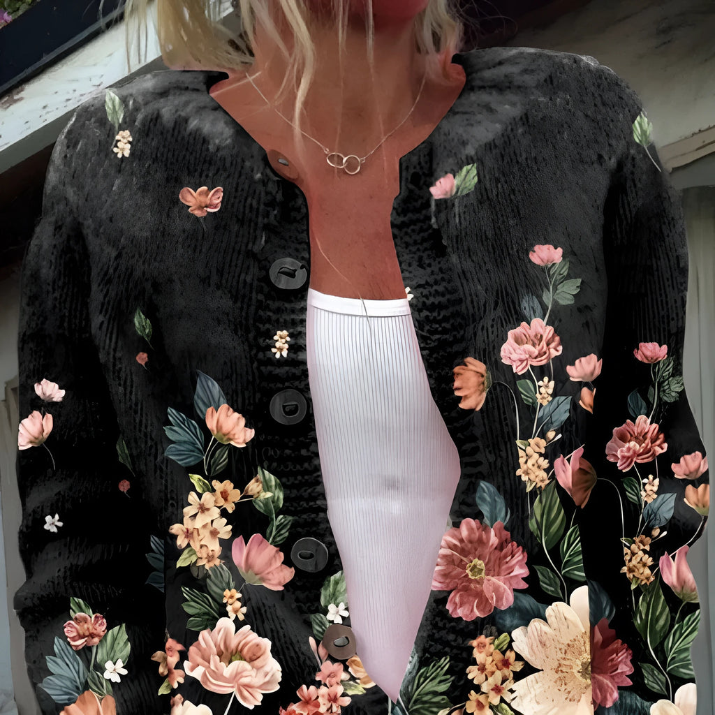 New digital printing cardigan coat for women – polyester open front long sleeve abstract multicolour pattern, size S-5XL