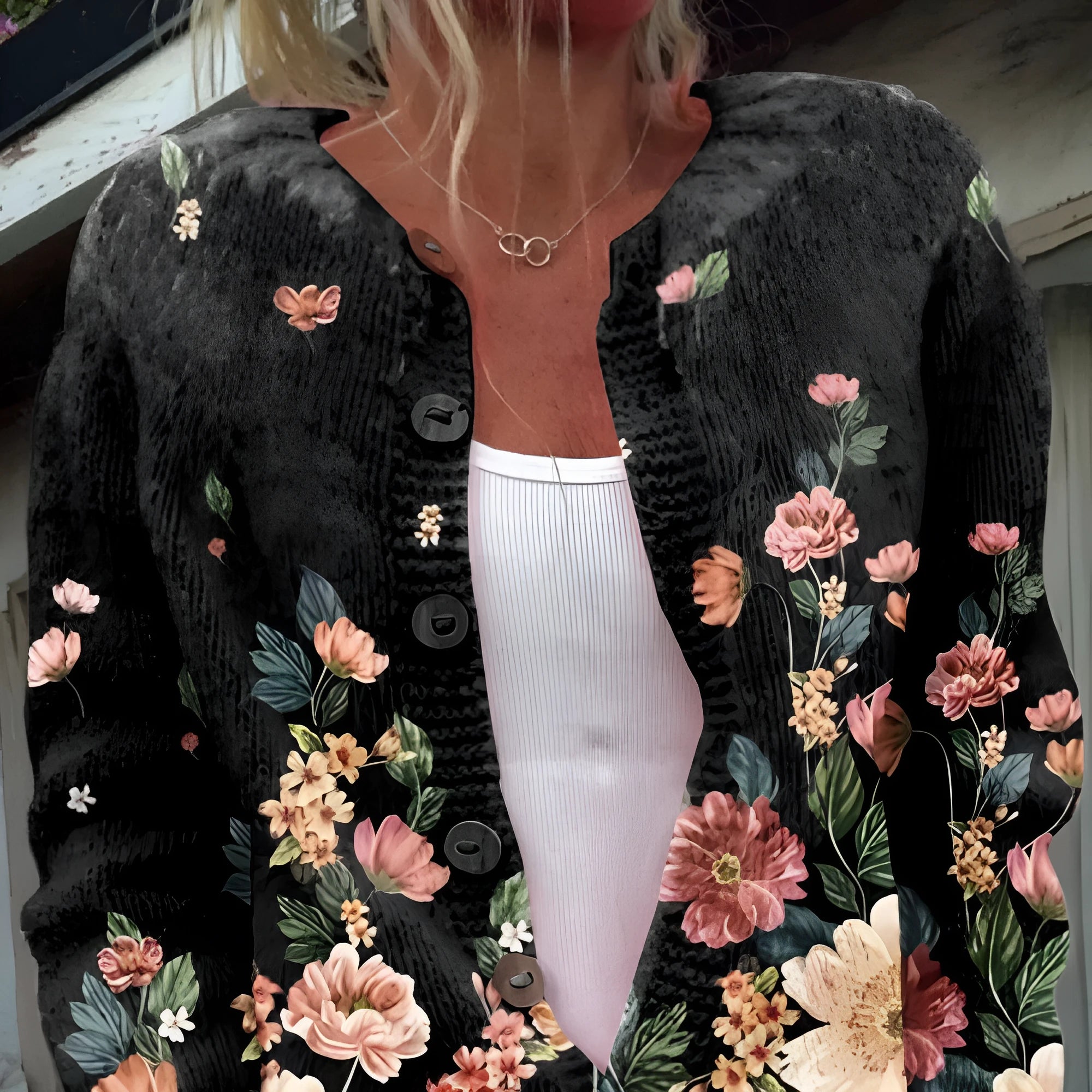 New digital printing cardigan coat for women – polyester open front long sleeve abstract multicolour pattern, size S-5XL