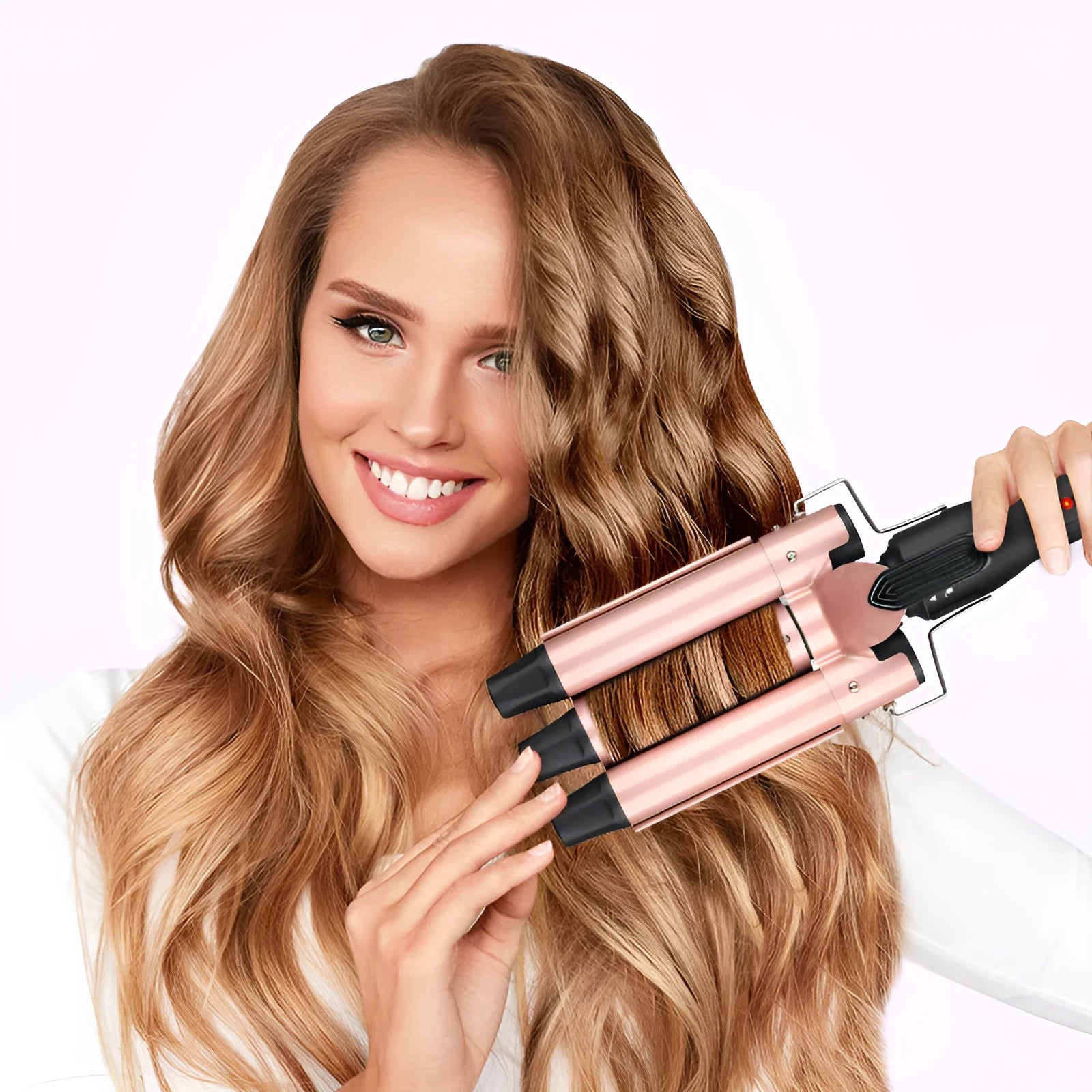 All-in-one three-tube water wave hair curler set with voltage options EU UK US 220V 230V 110V
