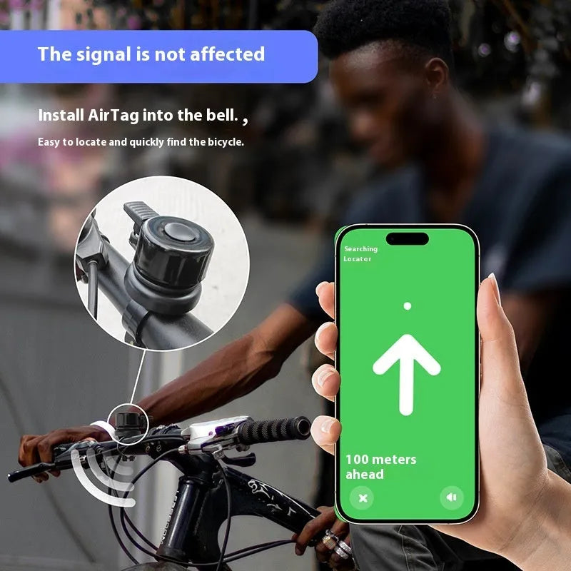 Bicycle bell AirTag mounting bracket plastic concealed holder on handlebar with bell housing