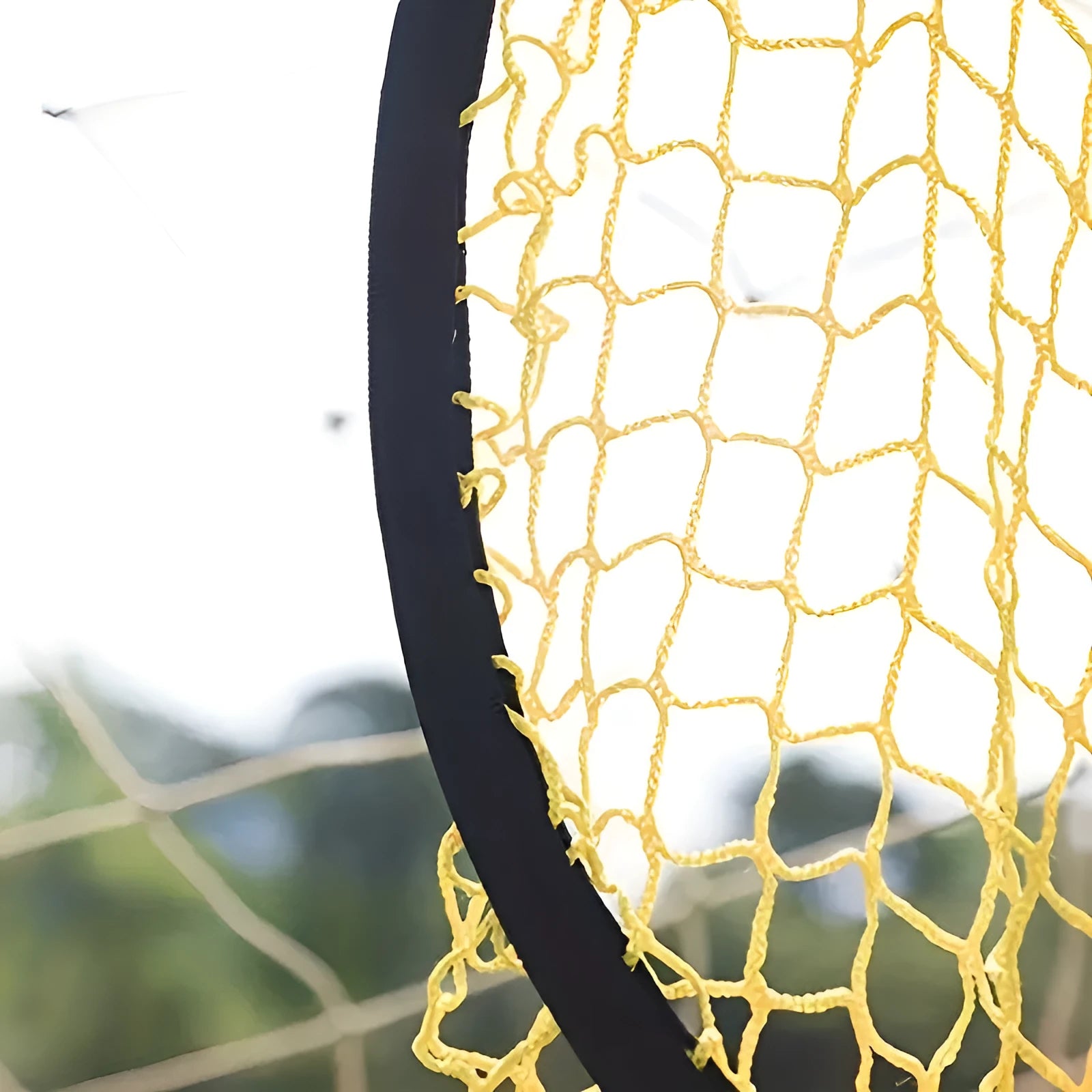 Portable soccer training goal net with aluminium frame in yellow colour option set up for practice