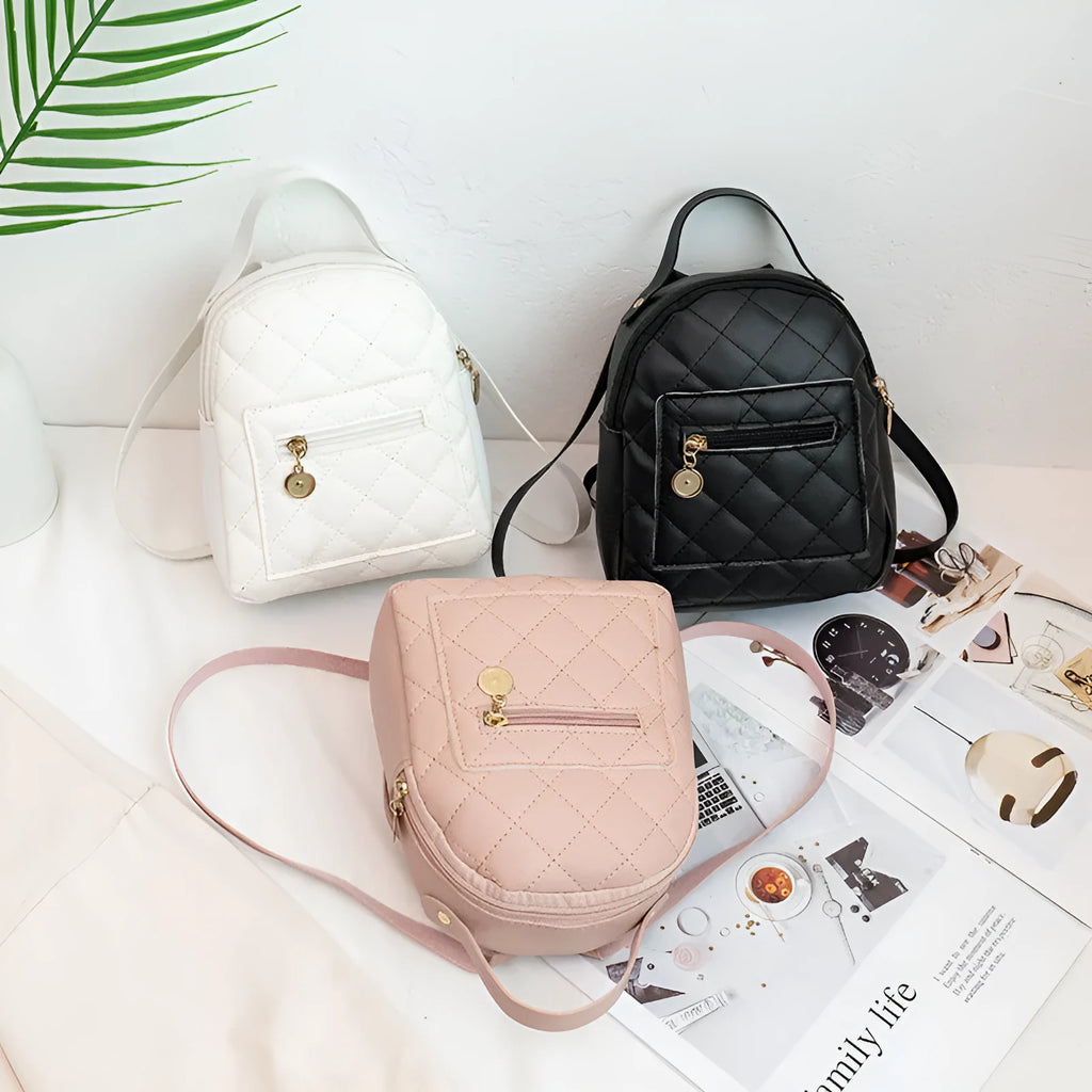 Girls' Korean style embroidered hardback bookbag backpack in black, pink or white colours