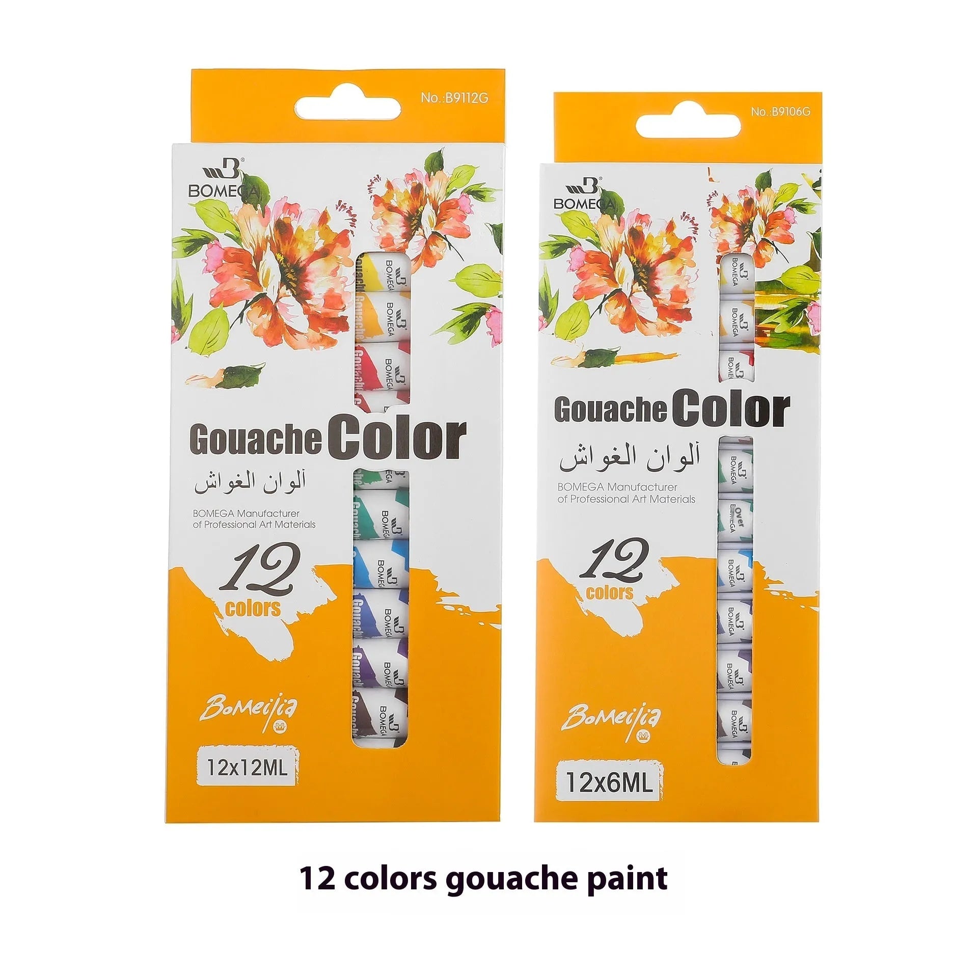 Artists' paint set with 12 colour tubes for acrylic, gouache, watercolour, oil, glass and textile painting.