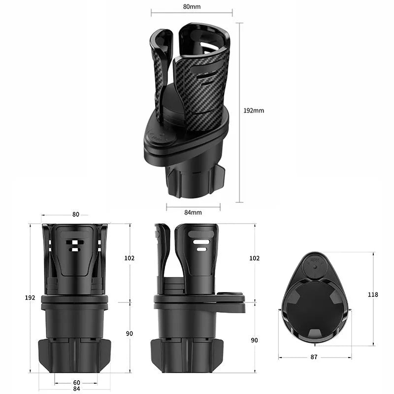 Second generation upgraded car cup holder modification accessory in carbon fibre or matte finish