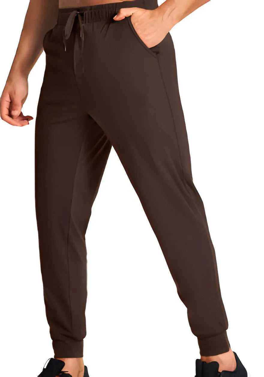 Men's loose-fit casual trousers in solid colour with elastic waistband