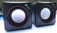 Black square USB powered 2.0 computer speaker for desktop PC audio
