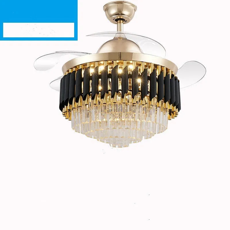Crystal chandelier ceiling fan light with remote control in 42 or 48 inch sizes