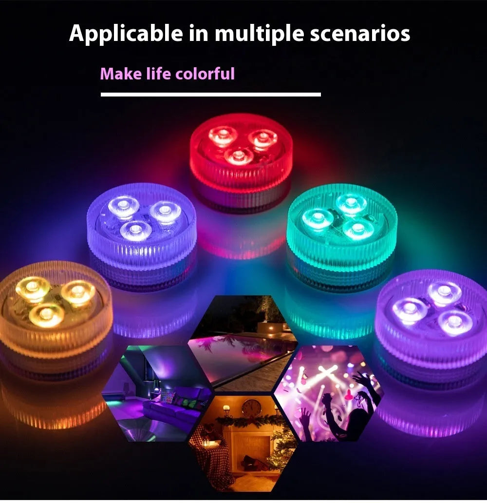 Waterproof remote control LED diving light for aquarium with plastic housing measuring 35mm by 18mm