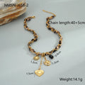 Stainless steel women's necklace with 18K gold electroplating showing geometric pendant design