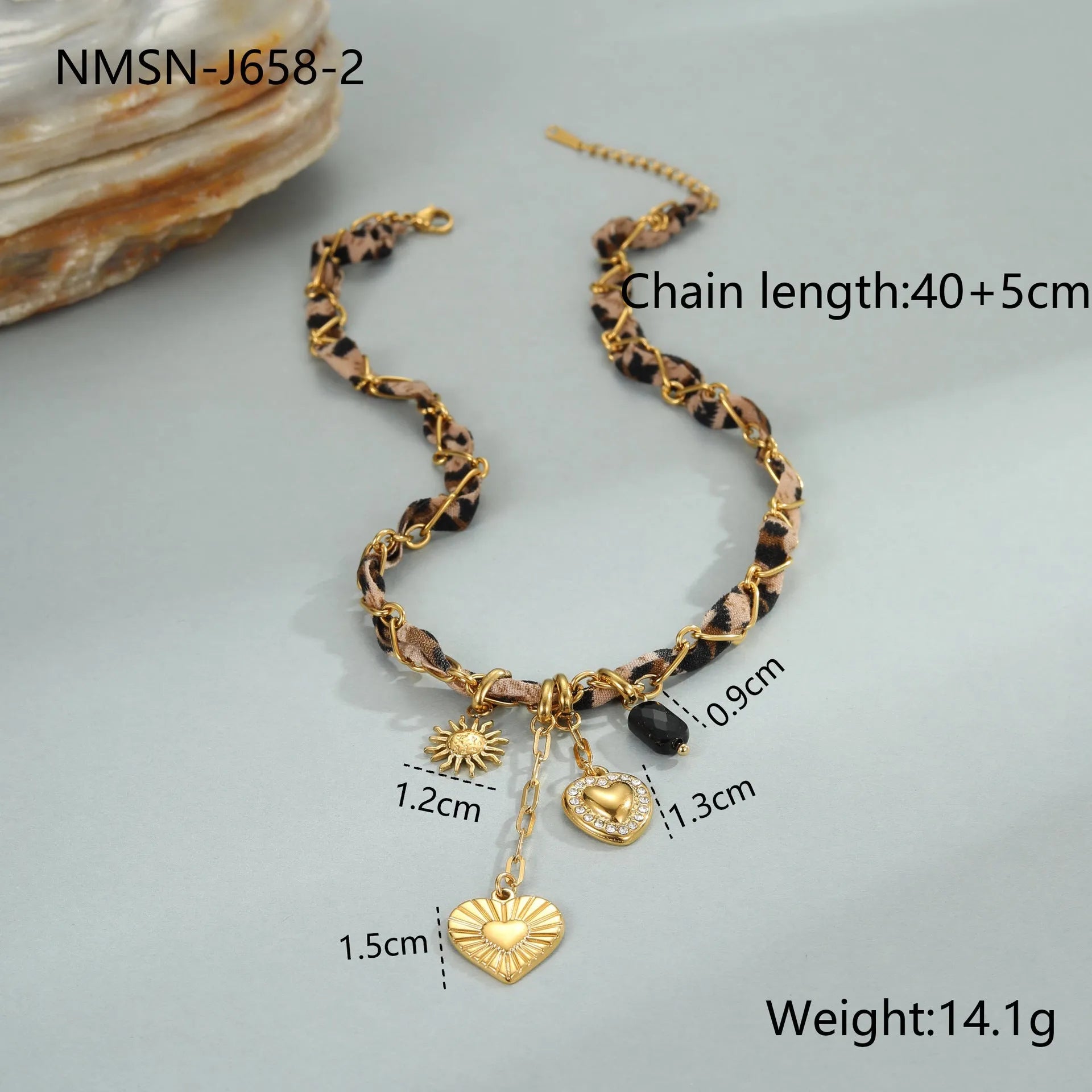 Stainless steel women's necklace with 18K gold electroplating showing geometric pendant design
