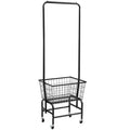 White iron pulley storage car with single hanging rod for wardrobe organisation