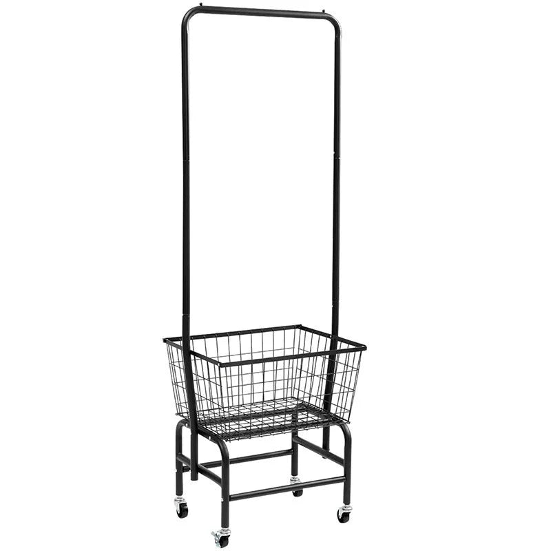 White iron pulley storage car with single hanging rod for wardrobe organisation