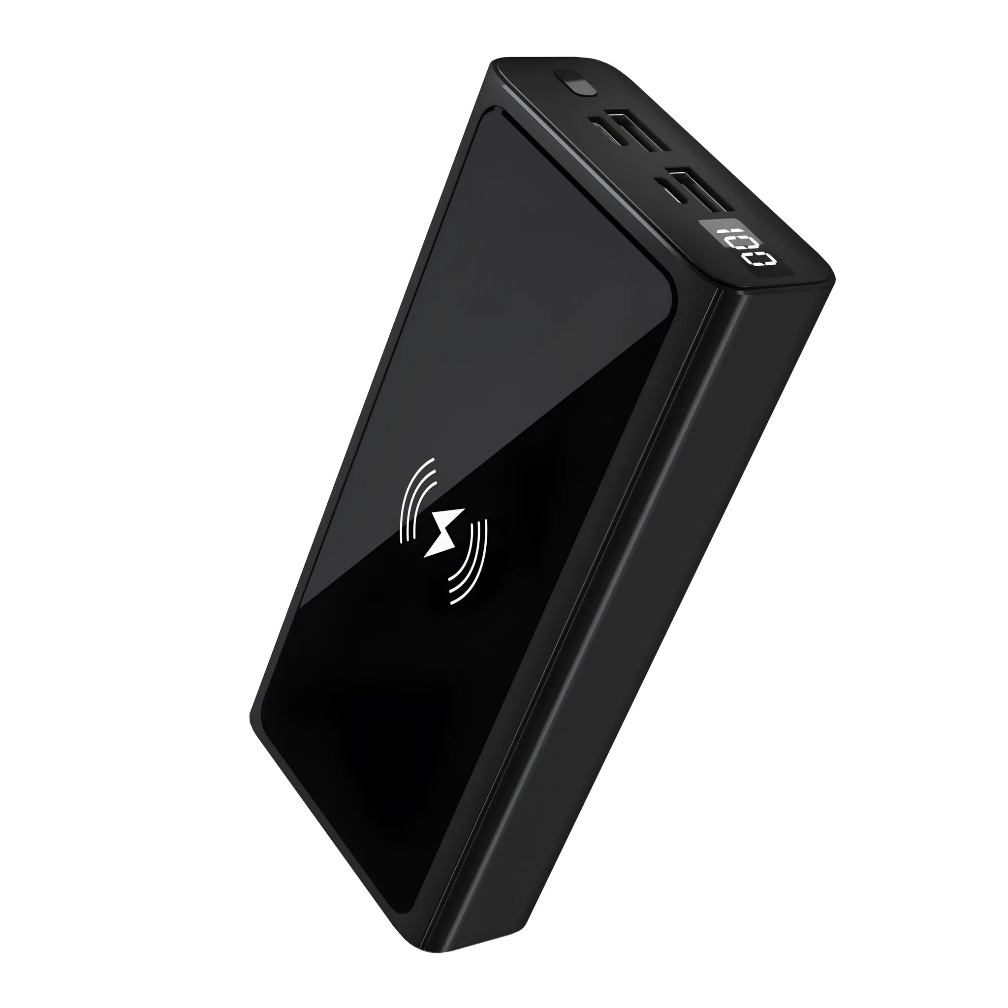 Black and blue alloy fast charging wireless power bank 10000mAh with plug
