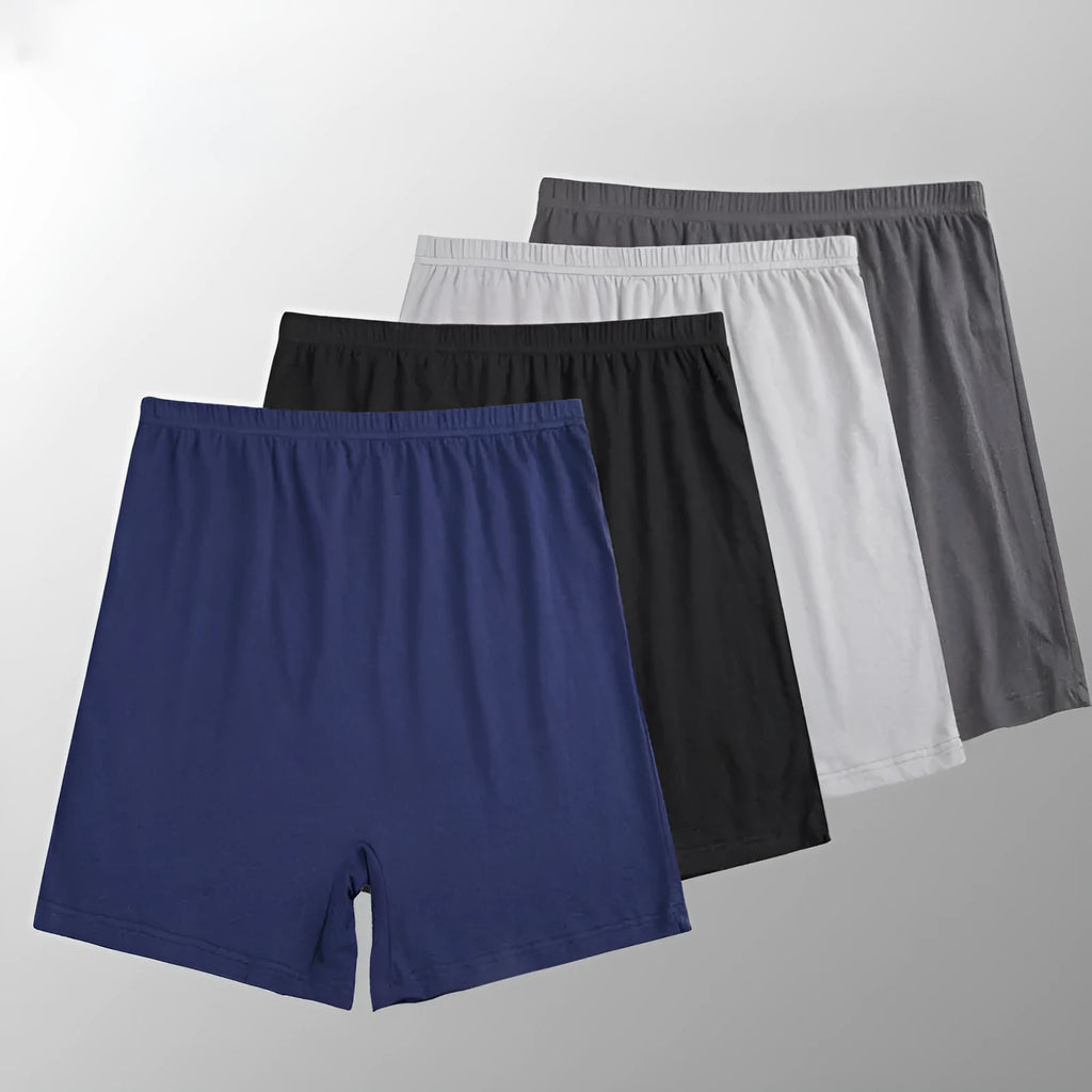 Men's solid colour high-waist modal boxers in black, blue, grey, brown