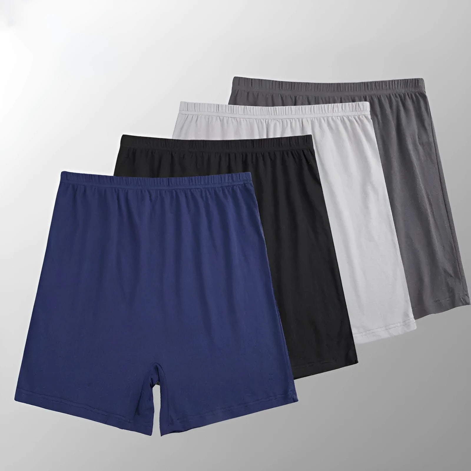 Men's solid colour high-waist modal boxers in black, blue, grey, brown
