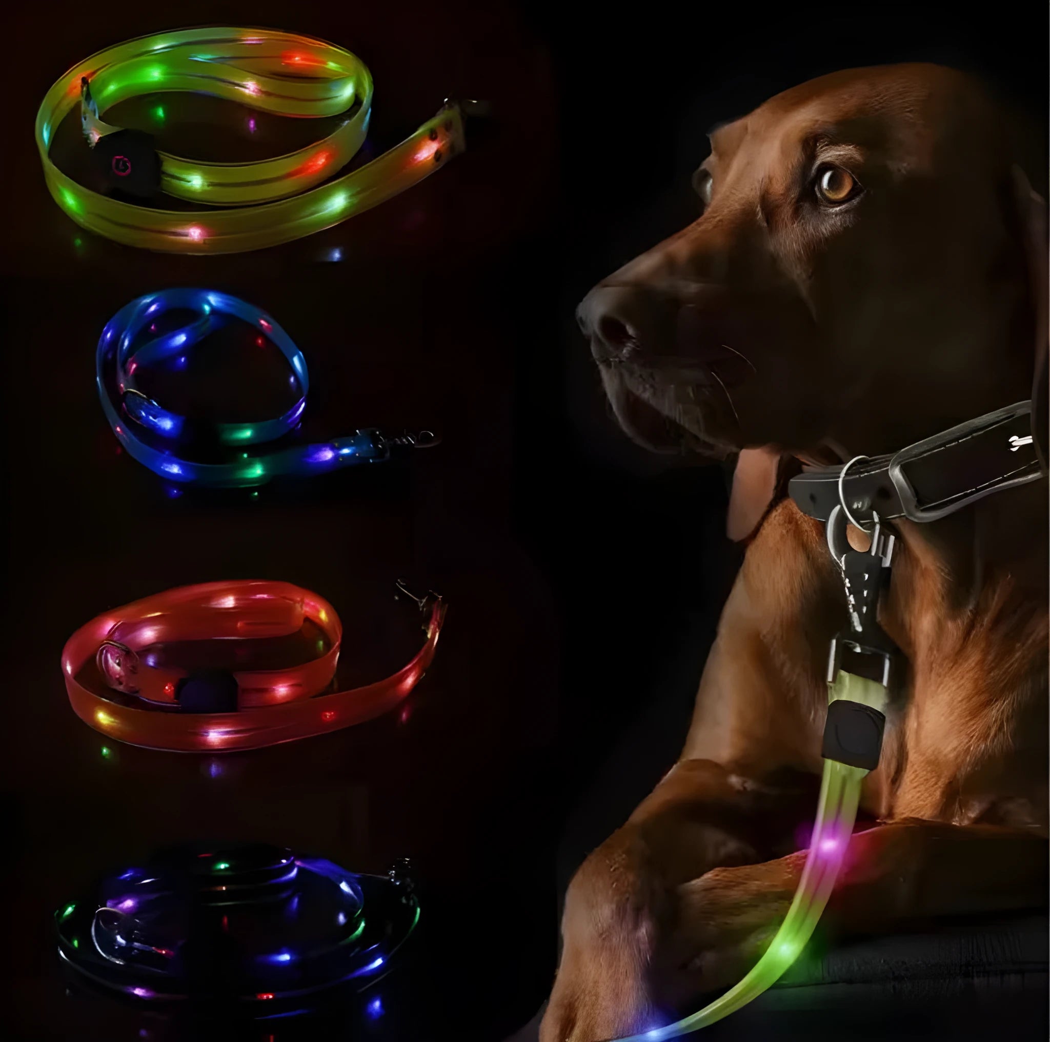 PVC dog leash in fluorescent green colour showing 120cm length and hand-held loop design
