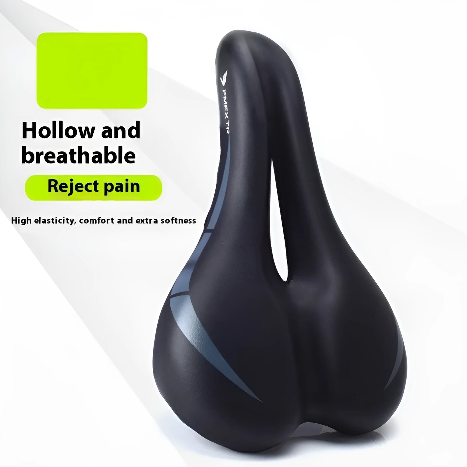 Bicycle seat cushion with hollow centre design showing PU leather foam construction