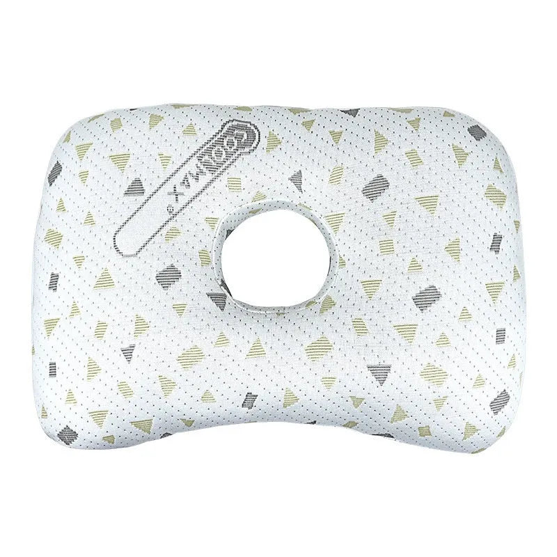 Beauty salon single hole ear pillow in grey with detachable cover, shown next to a tape measure indicating 39cm length.