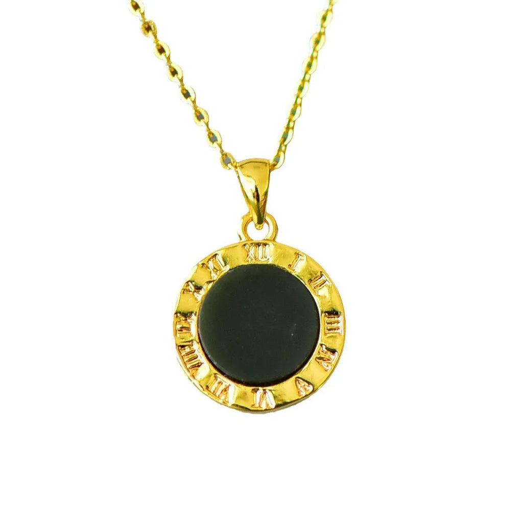 Natural Hetian gray jade pendant with copper inlay on a necklace chain