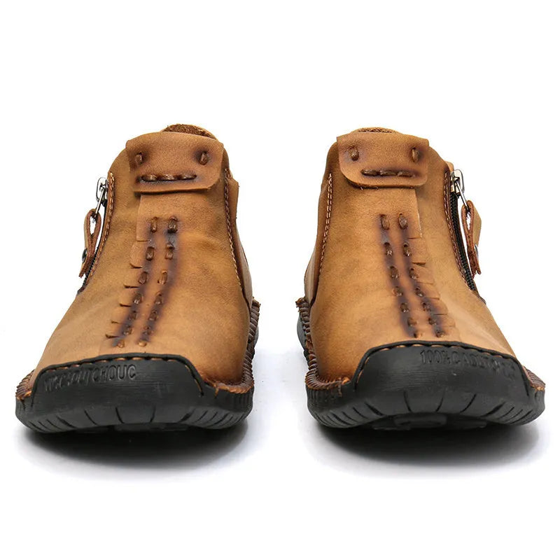 Men's Martin ankle boots with side zipper, microfiber upper and rubber sole in multiple colours including black and khaki