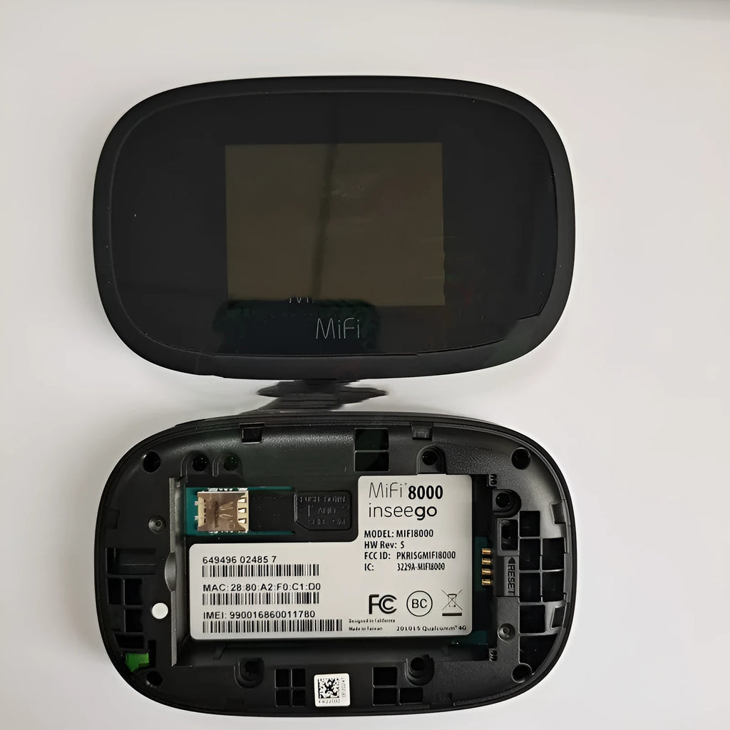 Black portable 4G wireless router with compact dimensions for mobile internet access