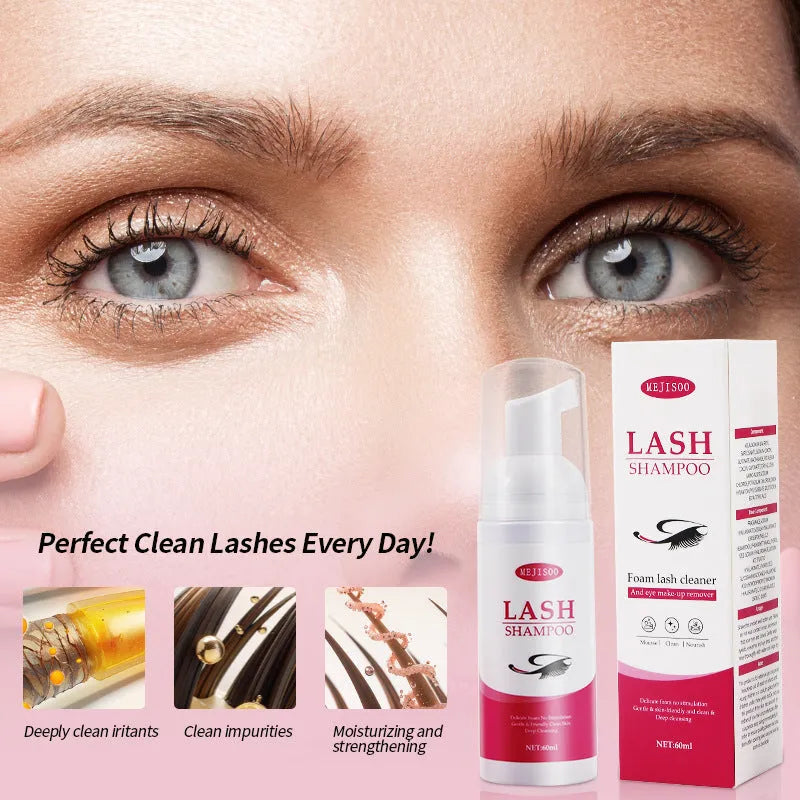 60ml lash shampoo mousse eyelash cleaning solution for extension and false lash maintenance