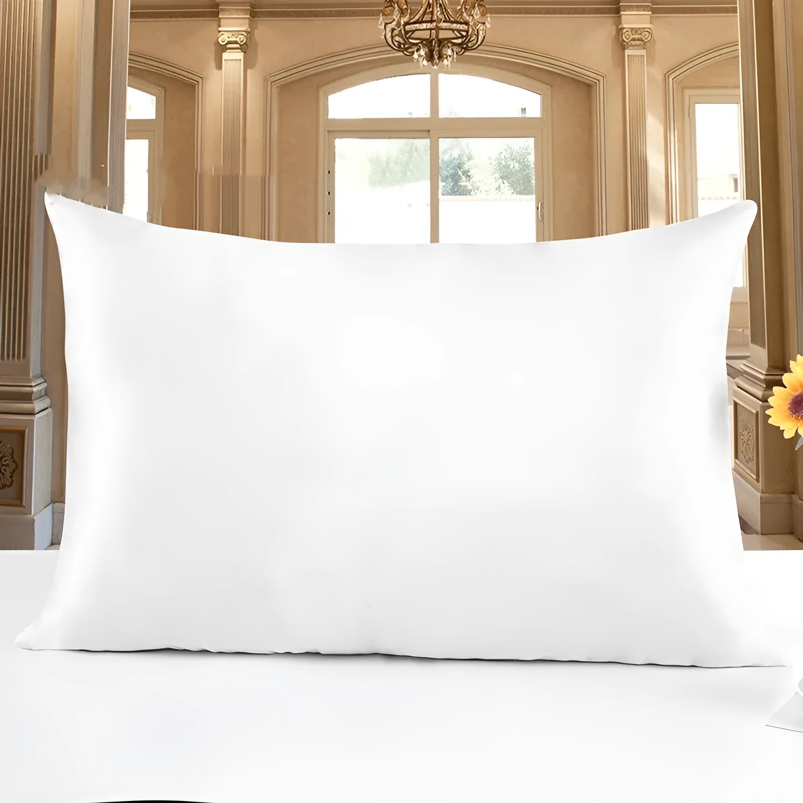 19 momme double-sided mulberry silk pillowcase with hidden zip closure in a neutral colour